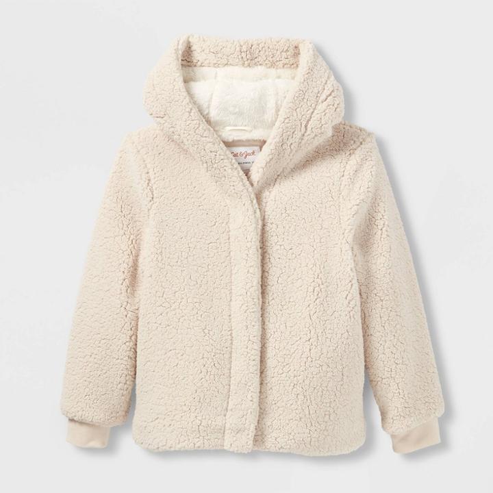 Girls' Sherpa Faux Fur Jacket - Cat & Jack Cream