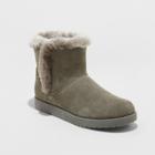 Women's Bellina Wide Width Suede Short Winter Boots - Universal Thread Gray 5w,