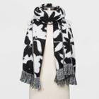 Women's Floral Blanket Scarf - A New Day Black