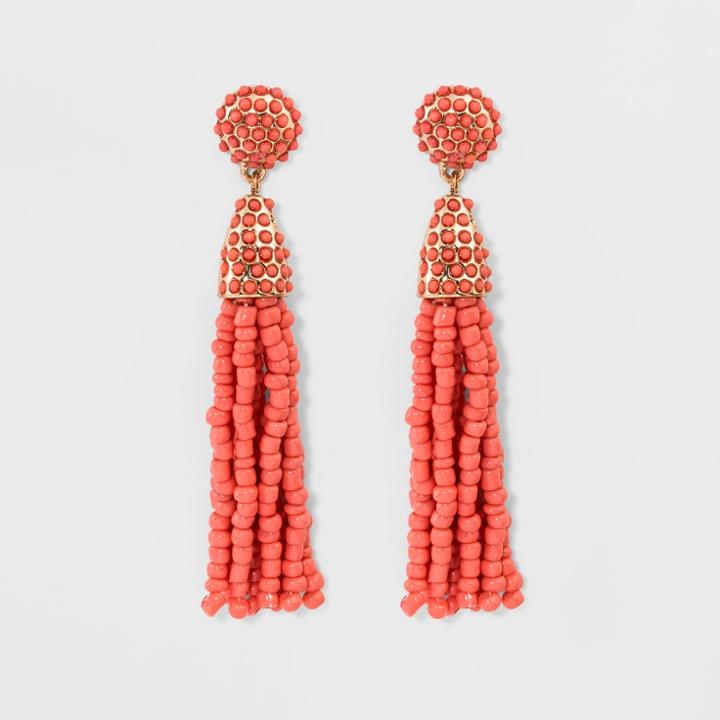 Beaded Tassel Drop Earrings - Sugarfix By Baublebar Coral, Girl's