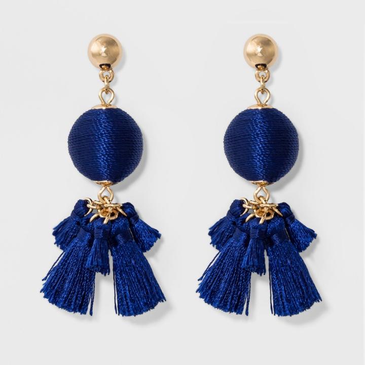 Sugarfix By Baublebar Ball Drop Earrings With Tassels - Cobalt, Girl's