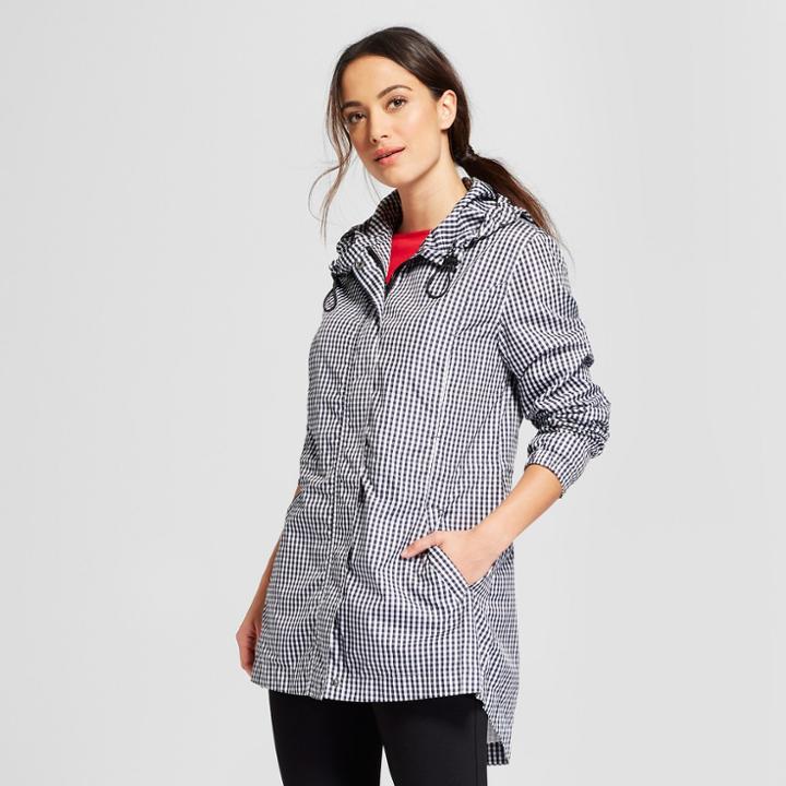 Women's Gingham Anorak Jacket - A New Day Black M,