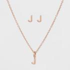Sterling Silver Initial J Earrings And Necklace Set - A New Day Gold, Girl's, Gold - J