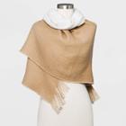 Women's Dog Bone Heather Blanket Scarf - A New Day Camel, Ivory/camel/grey