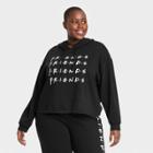 Women's Friends Plus Size Flocked Hooded Graphic Sweatshirt - Black