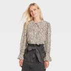 Women's Ruffle Long Sleeve Top - Who What Wear Brown Leopard Print