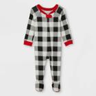 Baby Holiday Buffalo Check Flannel Matching Family Footed Pajama - Wondershop White