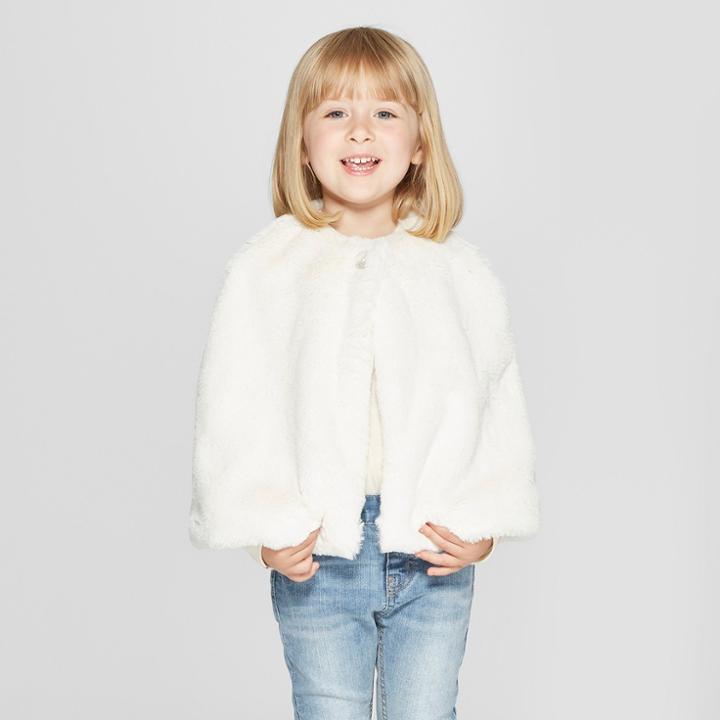 Toddler Girls' Faux Fur Cape - Cat & Jack Cream