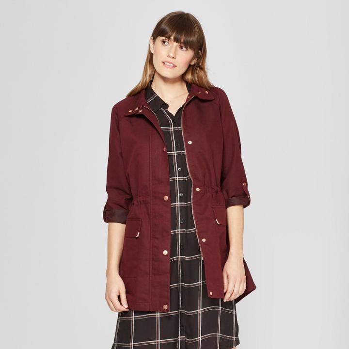 Women's Anorak Jacket - A New Day Burgundy (red)