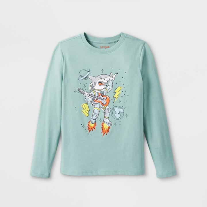 Boys' Rocket Shark Graphic Long Sleeve T-shirt - Cat & Jack Green