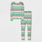 Girls' Christmas Deer Fair Isle Pajama Set - Cat & Jack Cream
