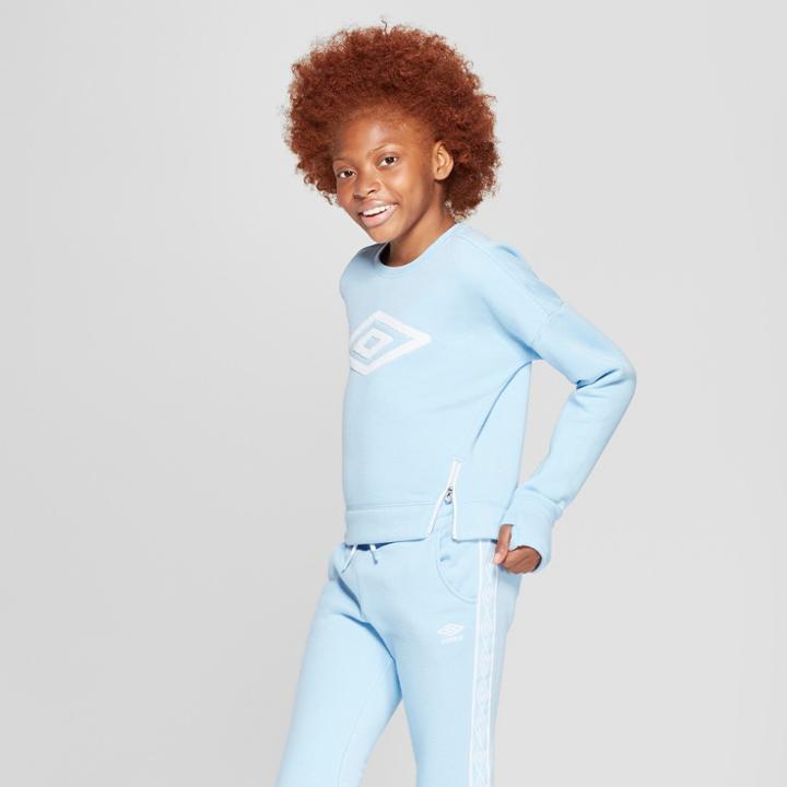 Umbro Girls' Side Zip Fleece Pullover - Light Blue