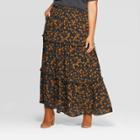 Women's Plus Size Floral Print Tiered Ruffle Maxi Skirt - Universal Thread 3x, Size: 3xl,
