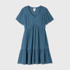Women's Short Sleeve Clip Dot Dress - Knox Rose Teal