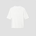 Women's Elbow Sleeve High Neck Rib T-shirt - A New Day White