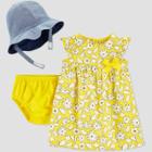 Baby Girls' 2pc Floral Top & Bottom Set With Hat - Just One You Made By Carter's Yellow Newborn