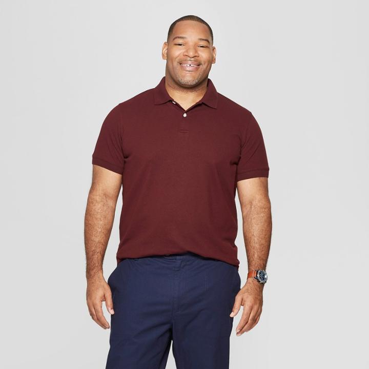 Men's Big & Tall Standard Fit Short Sleeve Pique Polo Shirt - Goodfellow & Co Pomegranate