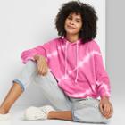 Women's French Terry Hooded Sweatshirt - Wild Fable Pink Tie-dye