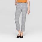 Women's Plaid Straight Leg Slim Ankle Pants - A New Day Gray