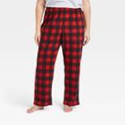 Women's Plus Size Holiday Buffalo Check Plaid Fleece Matching Family Pajama Pants - Wondershop Red