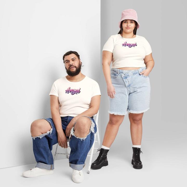 Plus Size Short Sleeve Fitted T-shirt - Wild Fable White