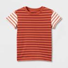 Toddler Boys' Striped Colorblock Short Sleeve Jersey Knit T-shirt - Cat & Jack Dark Orange