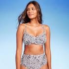 Women's Leopard Print Twist-front Bikini Top - Kona Sol Cream