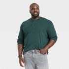 Men's Big & Tall Long Sleeve Henley T-shirt - Goodfellow & Co Dark Green