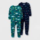 Baby Boys' 2pk Footed Shark Transportation Pajama Jumpsuit - Just One You Made By Carter's Blue