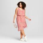Women's Plus Size Floral Print Asymmetrical Hem Dress - A New Day Pink
