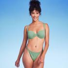 Women's Lightly Lined Shirred Underwire Bikini Top - Shade & Shore Green