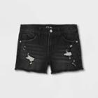 Girls' Raw Edge Jean Shorts - Art Class Black