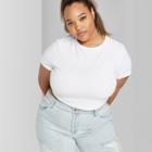 Women's Plus Size Short Sleeve Crewneck Cropped T-shirt - Wild Fable White 1x, Women's,