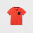 Boys' Short Sleeve Henley Shirt - Cat & Jack Orange/navy