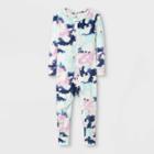 Toddler Girls' Tie-dye Footless Pajama Jumpsuit - Cat & Jack 4t, Blue/blue/pink