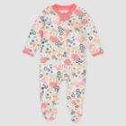 Honest Baby Girls' Flower Power Organic Cotton Pajama Jumpsuit - Newborn, Black