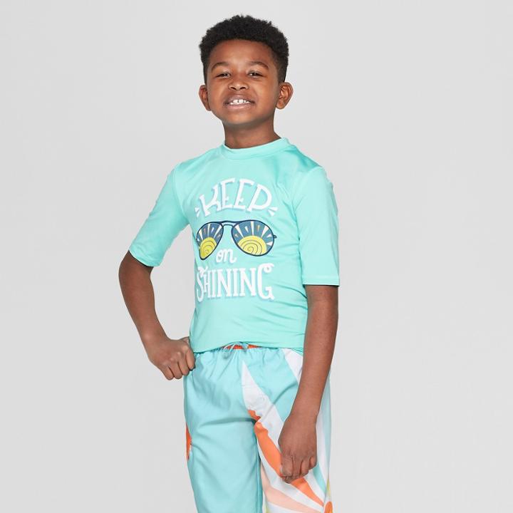 Boys' 'keep On Shining' Rash Guard - Cat & Jack Aqua