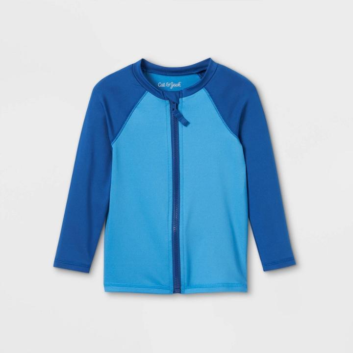 Toddler Boys' Shark Print Long Sleeve Rash Guard - Cat & Jack Blue