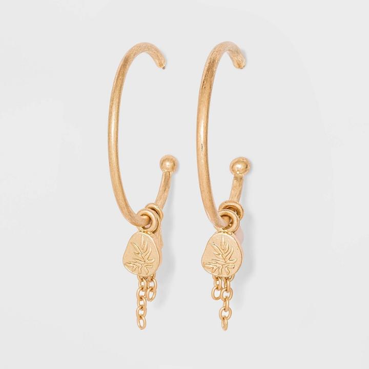 Semi-precious Chain Fringe Hoop Earrings - Universal Thread Pink
