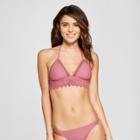 Women's Lace Triangle Longline Bikini Top - Xhilaration Berry