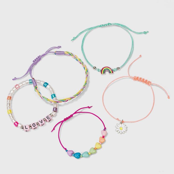 Girls' 5pk Rainbow Daisy And Love Bracelets - Cat & Jack