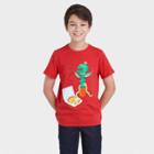 Boys' 'cactus Enjoying Pizza' Graphic Short Sleeve T-shirt - Cat & Jack Bright Red