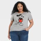 Disney Women's Mickey Kick Plus Size Short Sleeve Graphic T-shirt - Gray