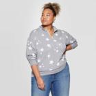Women's Star Plus Size Long Sleeve 1/4 Zip Sweatshirt - Grayson Threads (juniors') - Gray 1x, Women's,