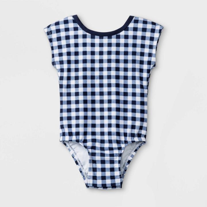 Target Baby Girls' Gingham One Piece Swimsuit - Navy 18m, Girl's, Blue