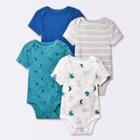 Baby 4pk Under The Stars Short Sleeve Bodysuit - Cloud Island Blue