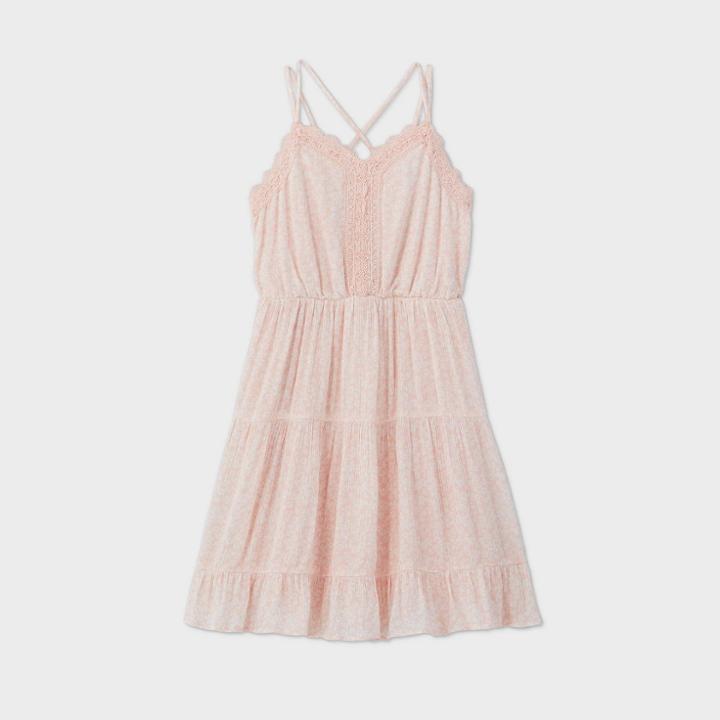 Girls' Crochet Trim Dress - Art Class Pink