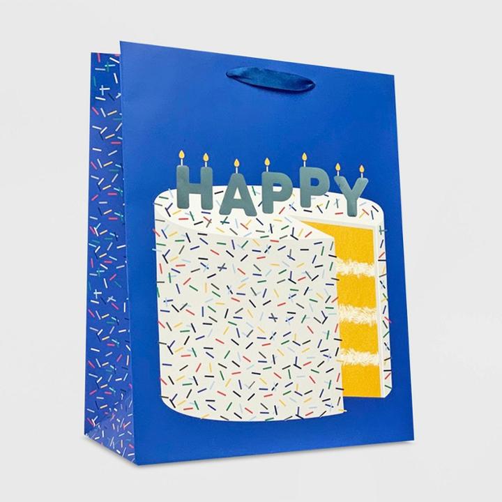 Spritz Large Happy Cake On Blue Cub Gift Bag -