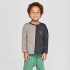 Toddler Boys' Spliced Long Sleeve T-shirt - Cat & Jack Gray/black