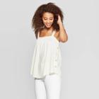 Women's Sleeveless Square Neck Side Button Tank Top - Universal Thread White